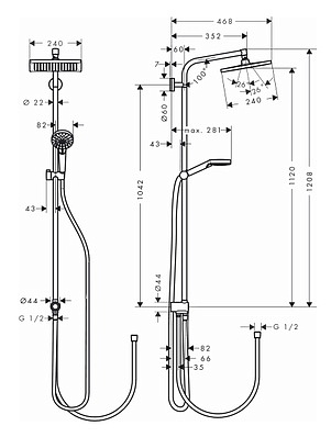 Душевые системы Hansgrohe Crometta E 240 1jet Showerpipe 27284000 фото 3 душевые системы hansgrohe crometta e 240 1jet showerpipe 27284000 фото 3